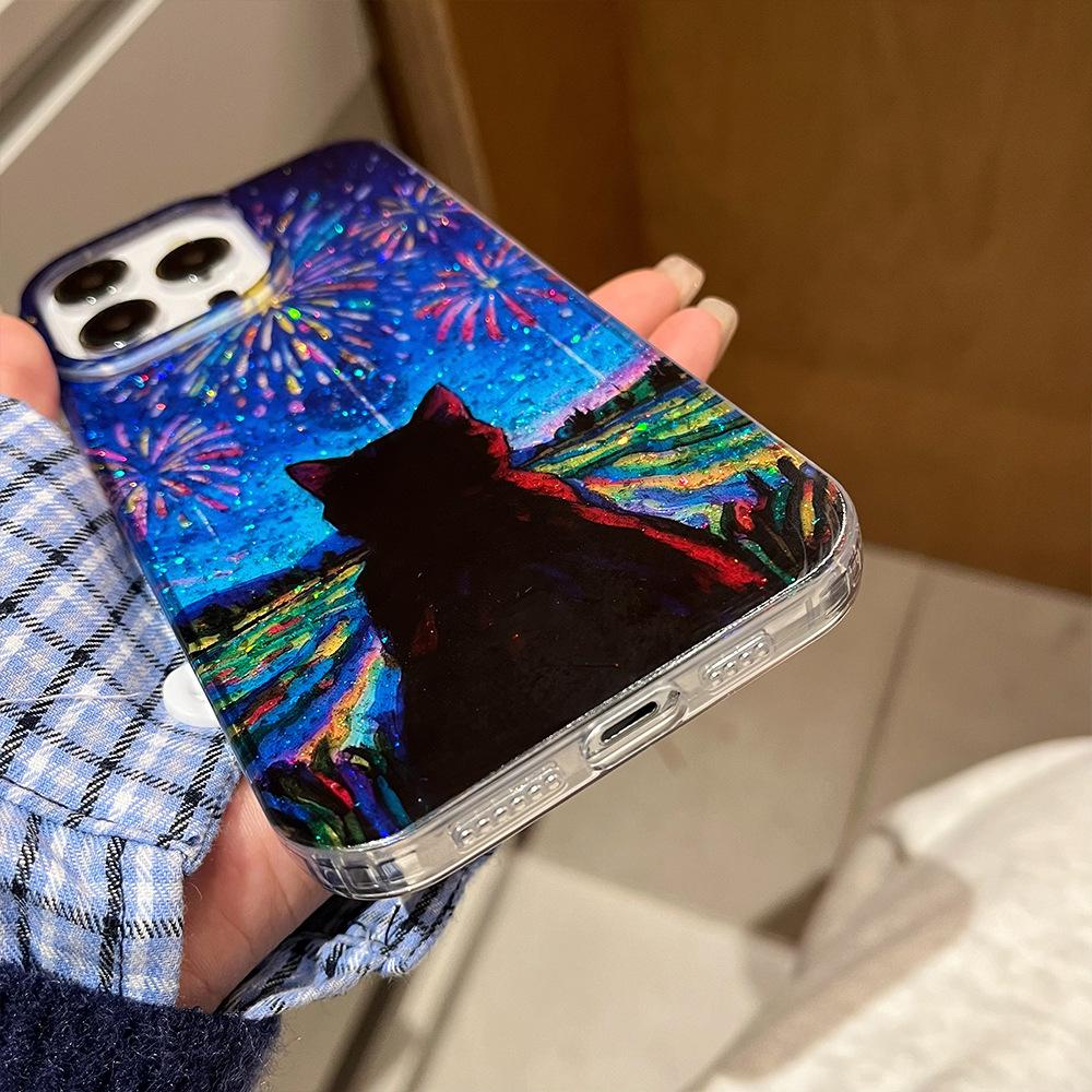 High End Brilliant Fireworks Glitter Powder Mobile Phone Case Suitable for IPhone16promax New Apple 15 Protective Case