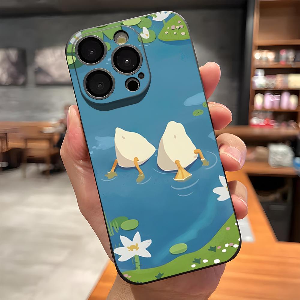 Cute Cartoon Duck Phone Case For IPhone 17 Pro Max 15 Pro 16 14 Plus 12 13 Mini 11 Pro Shockproof Soft Cover