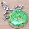 Pendant Green Turquoise Gemstone Handmade Gift For Her Silver Jewelry 1.75"
