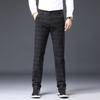 Summer Men's Cotton Linen Brushed Casual Trousers Youth Fashion Korean Version of The Plaid Small Straight Trousers