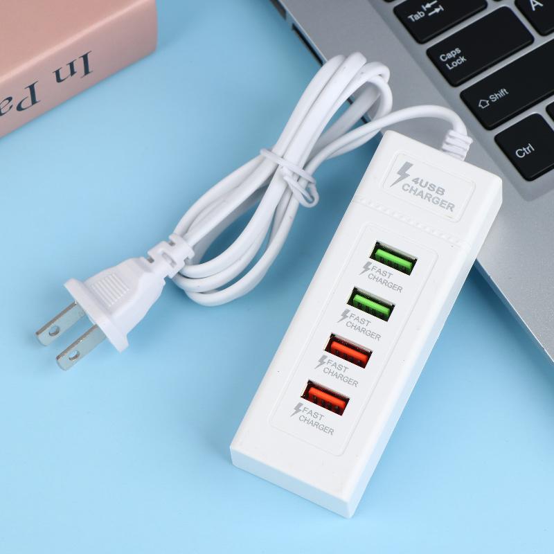 4 Ports Usb Quick Charger Charging Usb C Charger Power Strip Multi Splitter Adapter Portable Travel Charger