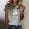 Novelty Women's Kawaii Cat 3D Print T-shirt Y2k Tops Female Trend Harajuku Clothing Girls Casual Fashion Short Sleeve T Shirts