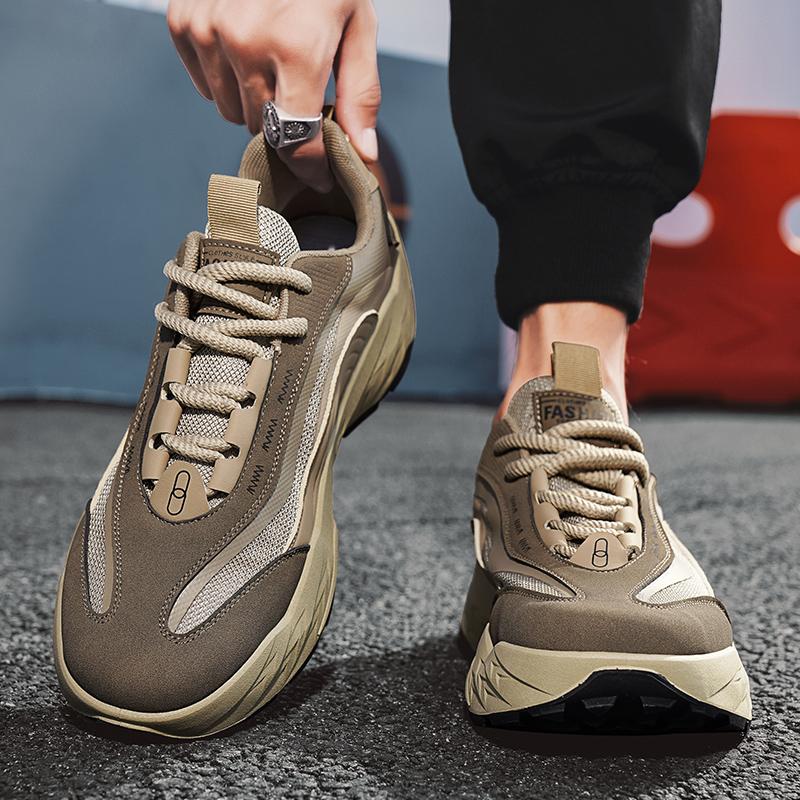 Autumn Men's Running Thick Soled Tall Running Shoes Anti Slip  Wear Resistant  Simple and Lightweight Outdoor Hiking Shoes