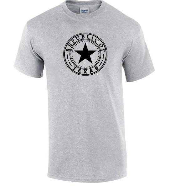 Black Seal Republic of Texas on Sport Gray Cotton T-Shirt Lone Star State Shirt L