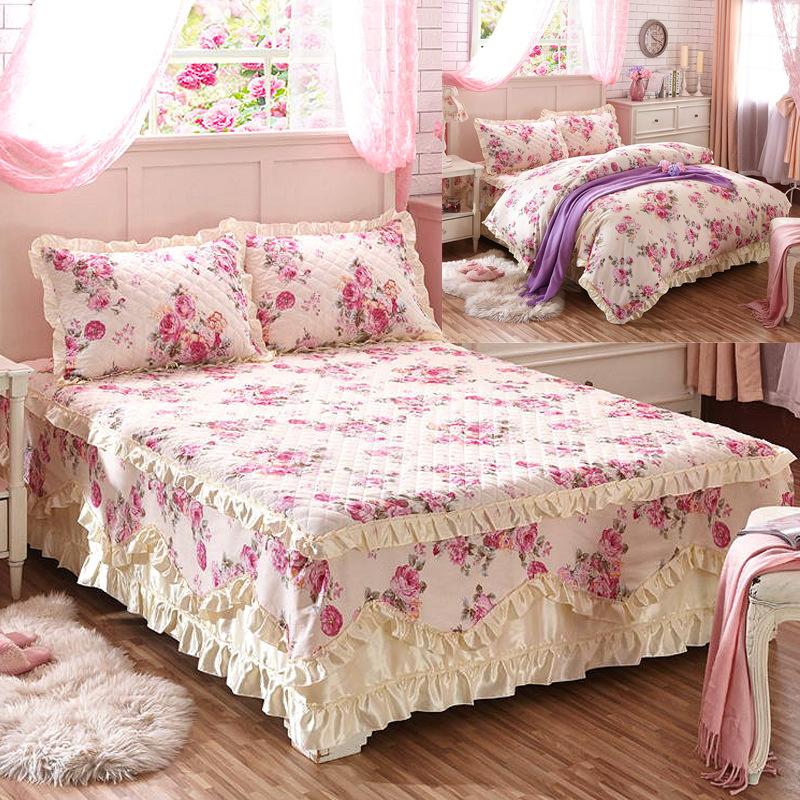 Cotton Bed Skirt Set Of Four Thickened Bedside 1.8 m Bed Cover Single Mattress Non-slip Protection Cover Pillowcase Need Order