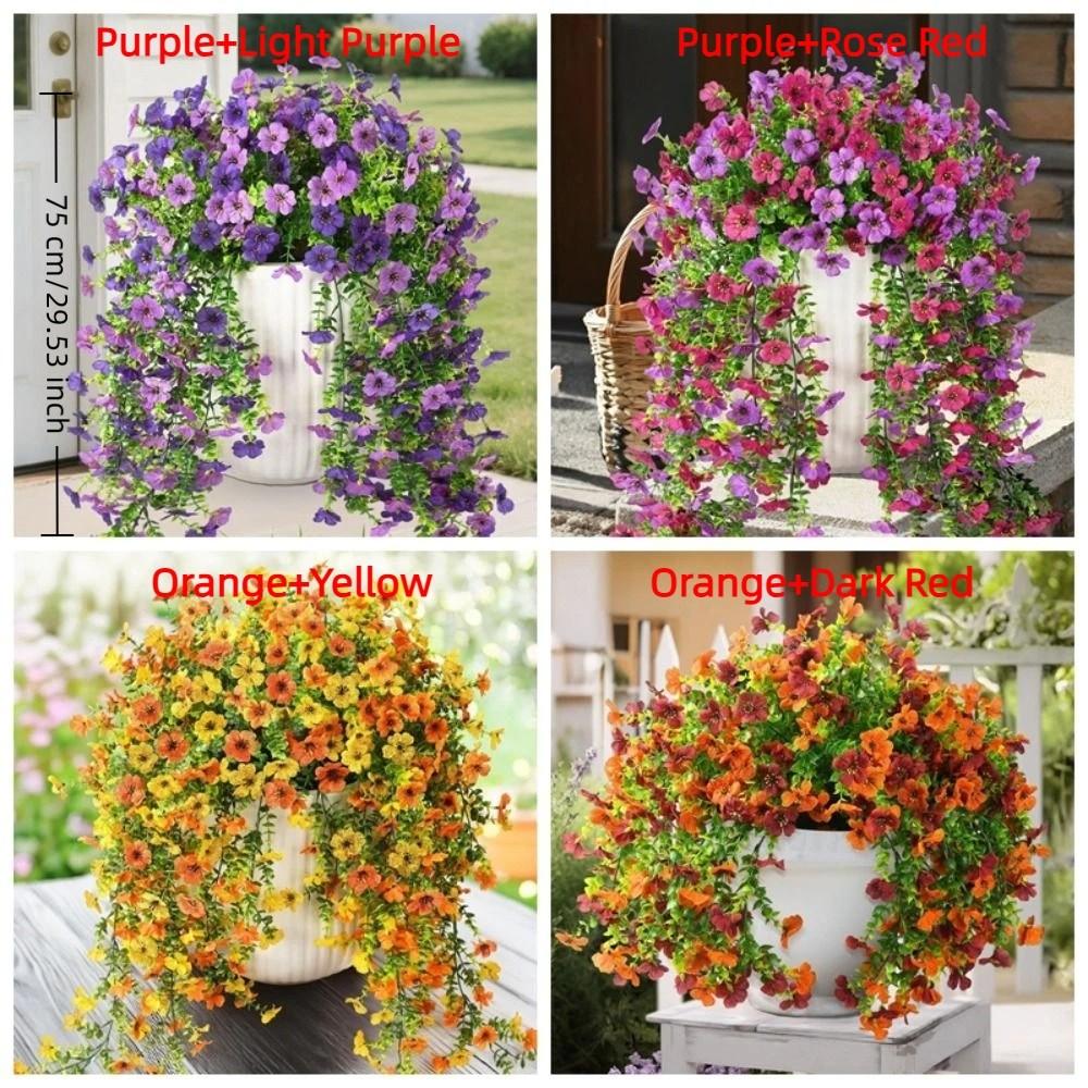 2PCS Realistic Simulated Wall Hanging Flowers Plastic UV Resistant Wall Hanging Plant Eucalyptus Garland Fake Plants