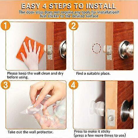 Wall Door Stop, 4.7cm1cm Transparent Door Stopper, Adhesive Door Stopper Shock Absorber Door Handle Protector for Kitchen, Bathroom, Office (Round-6