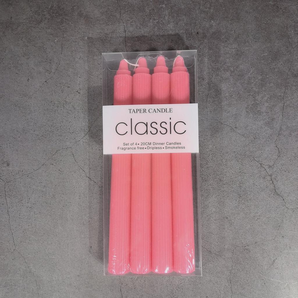 20cm Classic European Macaron Vertical Pattern Long Pole Candle Romantic Wedding Western Restaurant Pole Wax Colorful Candle Decoration