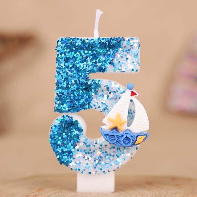 Sailing Number Birthday Candle Cake Party Decoration First Birthday Handmade Candle 0-9
