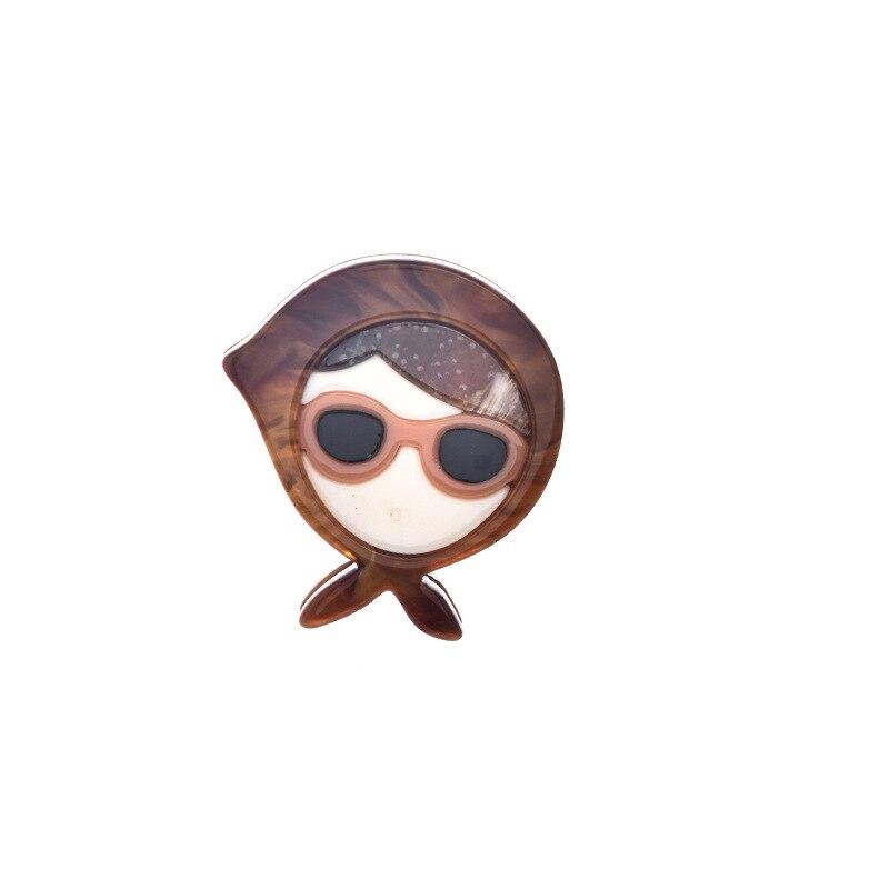 Blucome Broșă acrilice în formă de fată anime pentru femei Grils Decorat Hijab