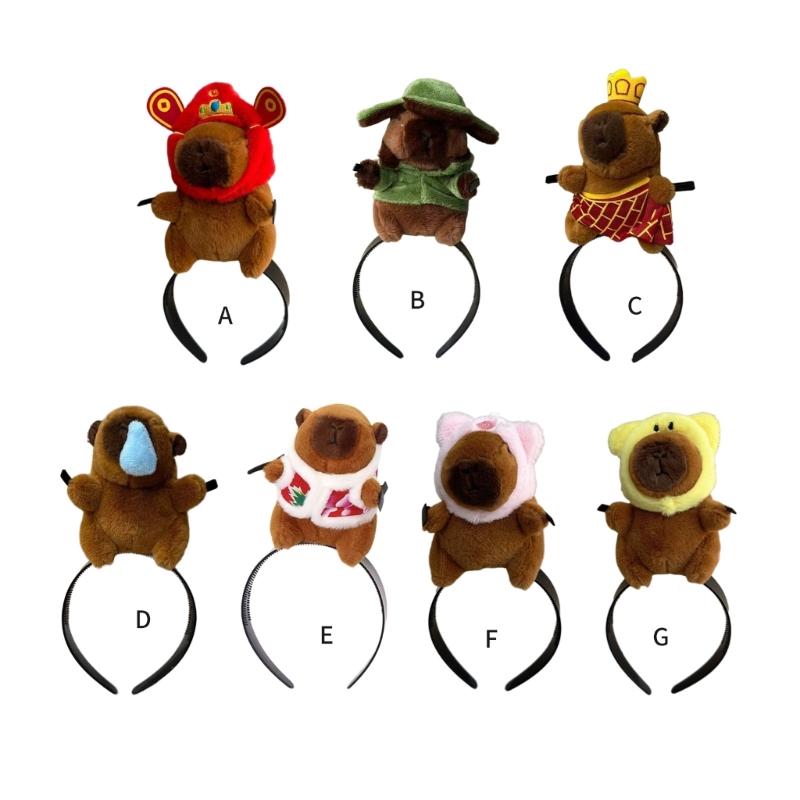 Lustiges Haarband Cartoon Capybara Haarband Pony-Clip Haarreif für Bühnen-Make-up Party Kostüm Stirnband