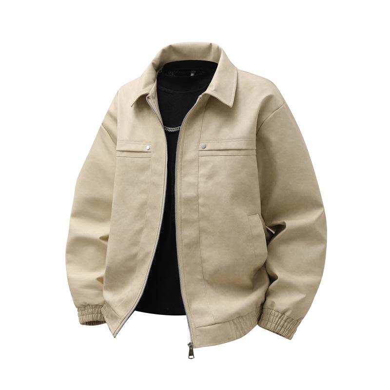 Retro Brown Suede Leather Lapel Jacket for Men and Couples