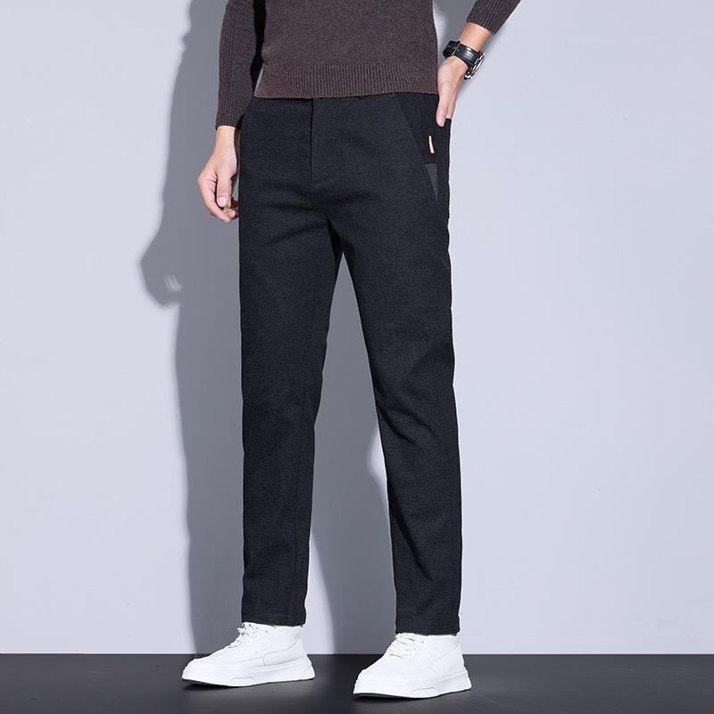 Men's Thermal Velvet Stretch Casual Pants - Thick, Soft, One-Piece Design