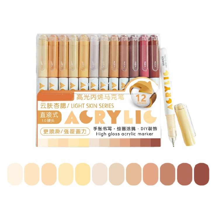 12Pack Glowing in the Dark Acrylic Paint Markers Pen Non Skip Ink Flow for Crafts and Decorations