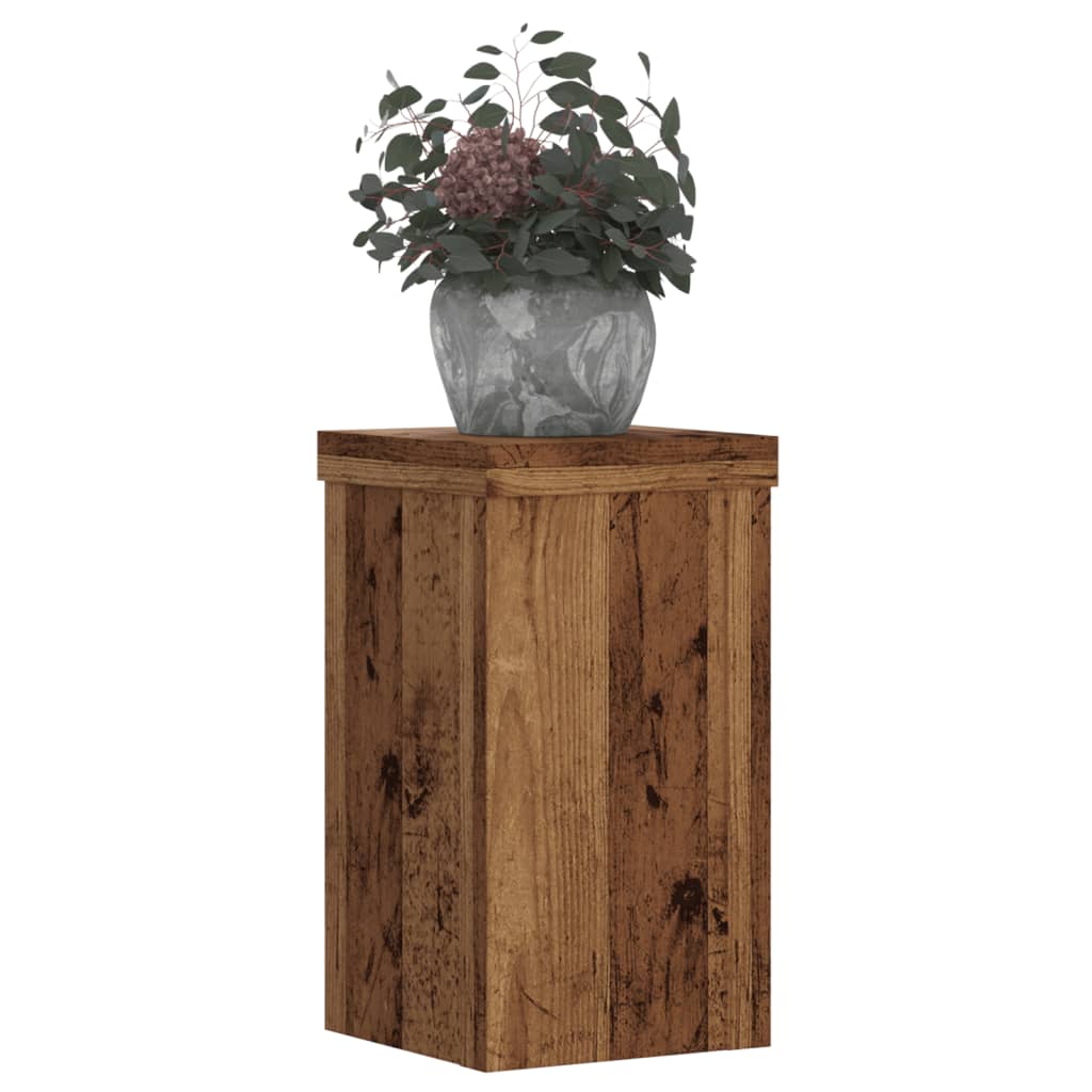 Vidaxl Plant Pot Stands, 2 Pcs, Old Wood, 10X10X18 Cm