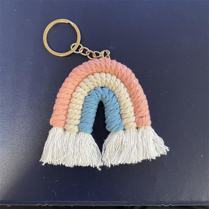 

Handmade Knitted Rainbow Keychain Pendant Accessory With Keychain (Rainbow size 6*7cm)