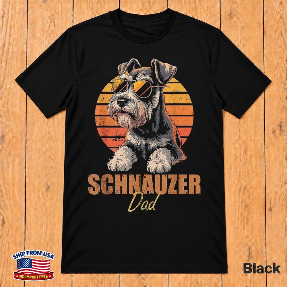 Retro Miniature Schnauzer Dog Dad Funny Vintage T-shirt Unisex T-Shirt