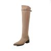 New women's leather boots large tube circumference stacking boots sleeve large size women's boots medium heel round head autumn and winter versatil