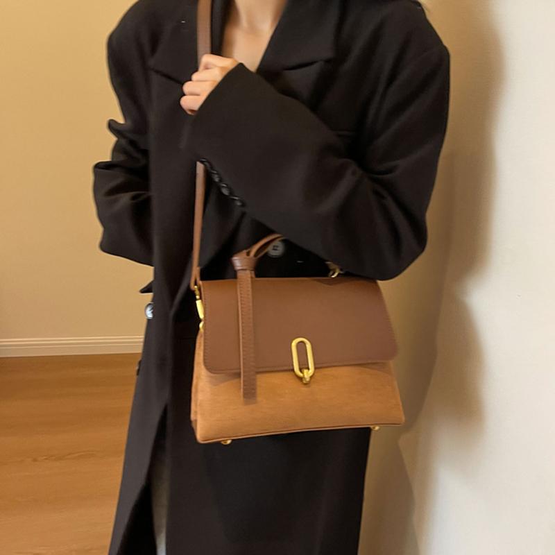 High Sense Handbags Women's Autumn and Winter Solid Color All-Matching Shoulder Bag Retro Minority Crossbody Commuter Bag