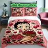 Betty Boop Duvet Cover Set - Without Core & Quilt, Lightweight Machine Washable, Anime Style Gaming Bed Set