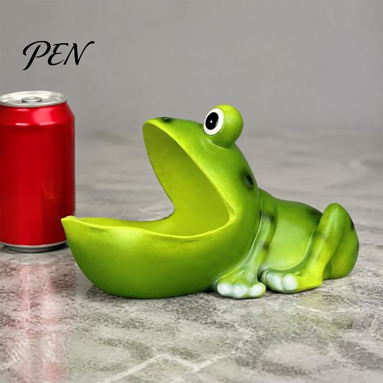 Funny Desktop Storage Cartoon Frog Bowl, Resin Statue Key Holder, Unique Gift for Friends Decorative Organizer Entryway Living Room Animal Figurine