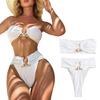 Elegant High Waist Bathing Suit with Unique Metal Detail for Fashion Forward Women Lightweight Beach Swimwear