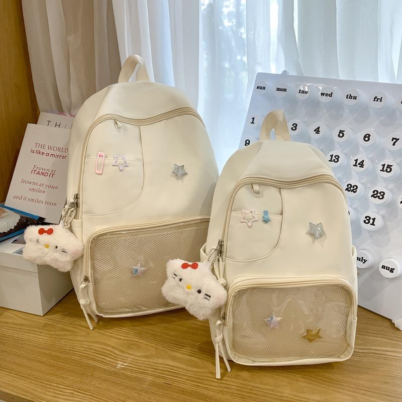 Versatile Simple and Beautiful Female College Student Ins Cute Large Capacity High School Student Backpack Transparent Pain Bag