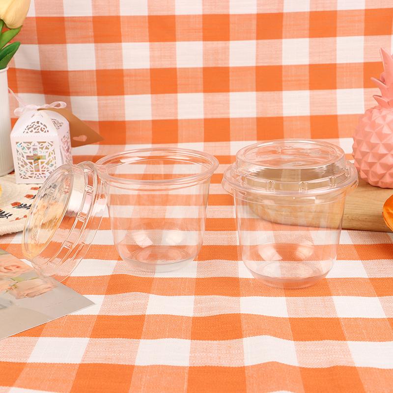 10Pcs 10Oz Disposable Mousse Cups Cake With Lid Clear Plastic Boxes Ice-Cream Dessert Picnic Pudding Jelly Dessert Yogurt Cups