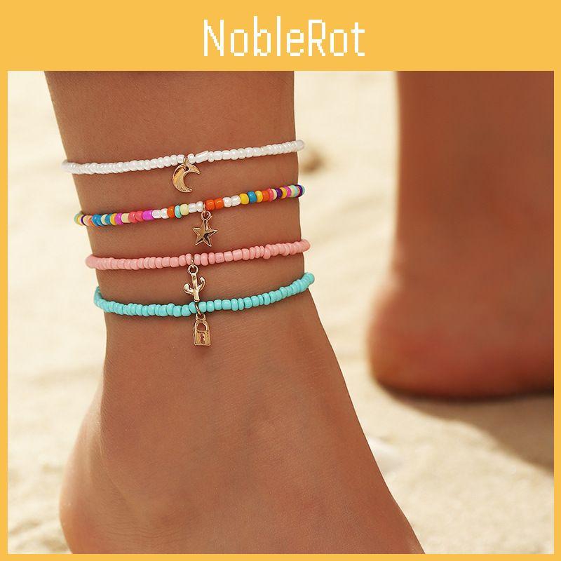 Bohemian Ankle Foot Jewelry With Alloy Star Moon Charms For Festival And Beach Wear