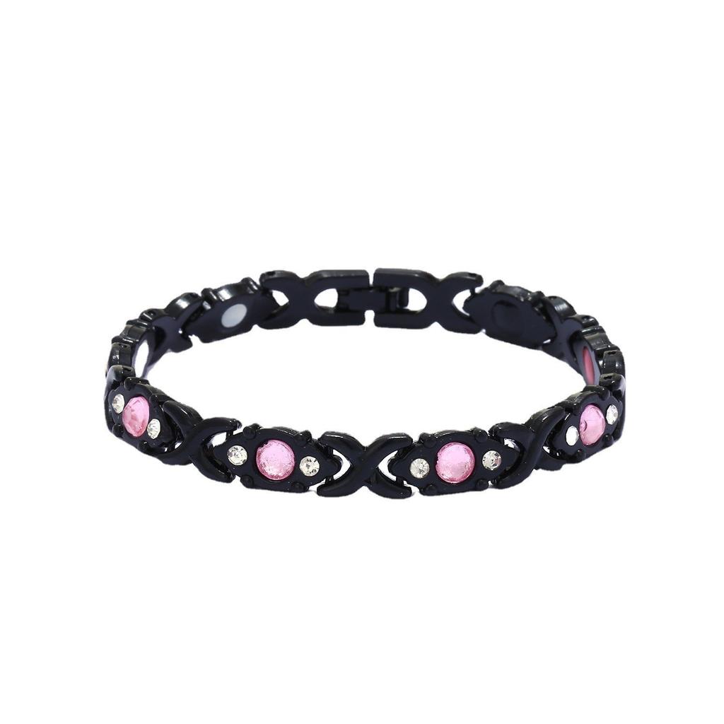 Ladies Detachable Energy Magnetic Bracelet Eco Friendly Rhinestone Adjustable Bangle