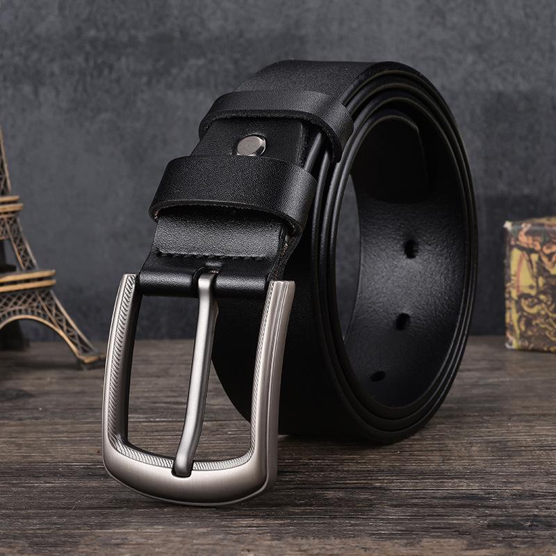 Men'S Pin Buckle Leather Belt Cowhide Belt Printable Belt
