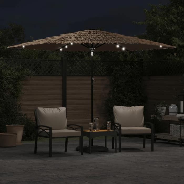 VidaXL Parasol de jardin avec LED et mât en acier marron 288x288x225cm, parasol, parasol d'extérieur, parasol de patio, 4005121