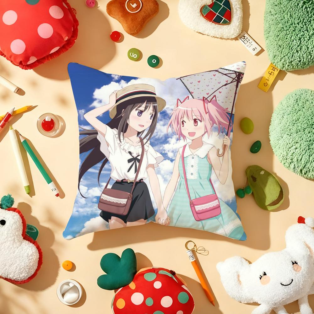 Cushion Cover Plush Fabric Soft DoubleSided Printed Sofa Warm Winter Home Gift Pillow Cover PPuella MMagi Madoka Magica