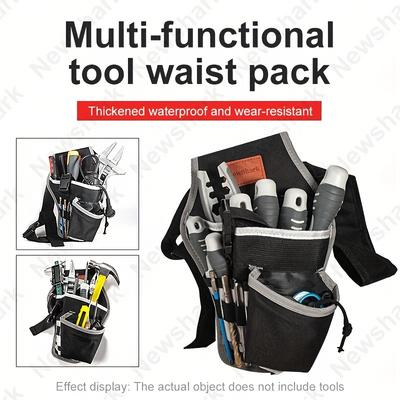 1pc Single Side Tool Belt Pouch for Electrician Carpenters and Builders, Durable Canvas Construction, Black