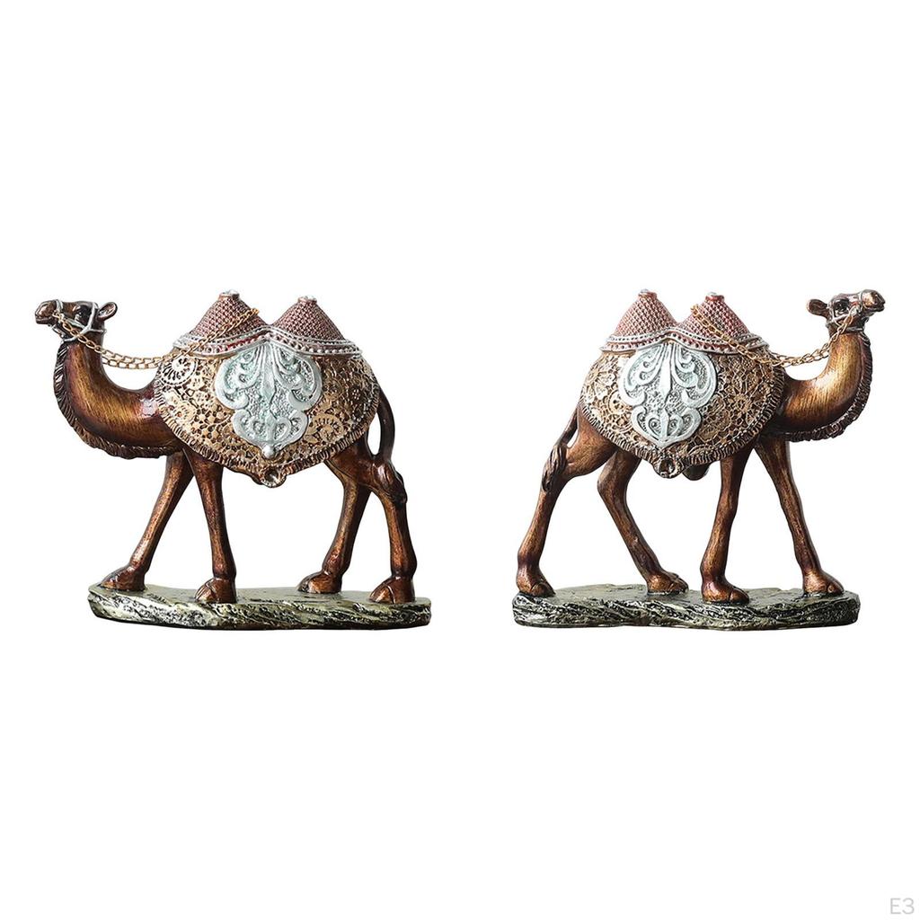 Camel Figurine for Tabletop Display, Home Decor, Resin Animal Sculpture Living Room And Office