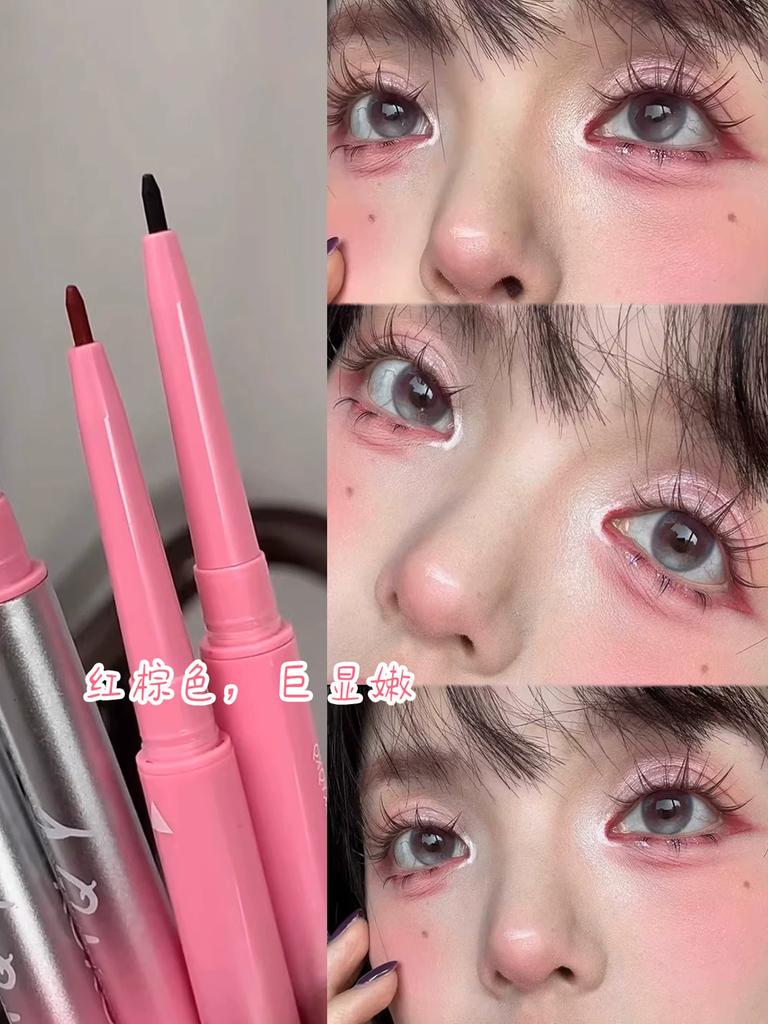 Qi and Blood Eye Makeup~Dual-Ended Eyeliner Gel Pen with Ultra-Fine Angled Eyeliner Brush, Red-Brown to Red, for Lower Eyelid Application