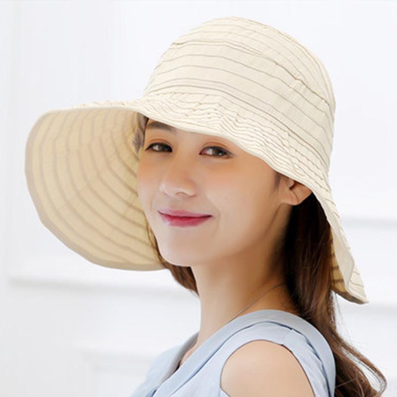 LSF 50 + Damen Visor Tragbarer Großer Rand, Schmal Faltbarer Leerer Oberteil Fischerhut