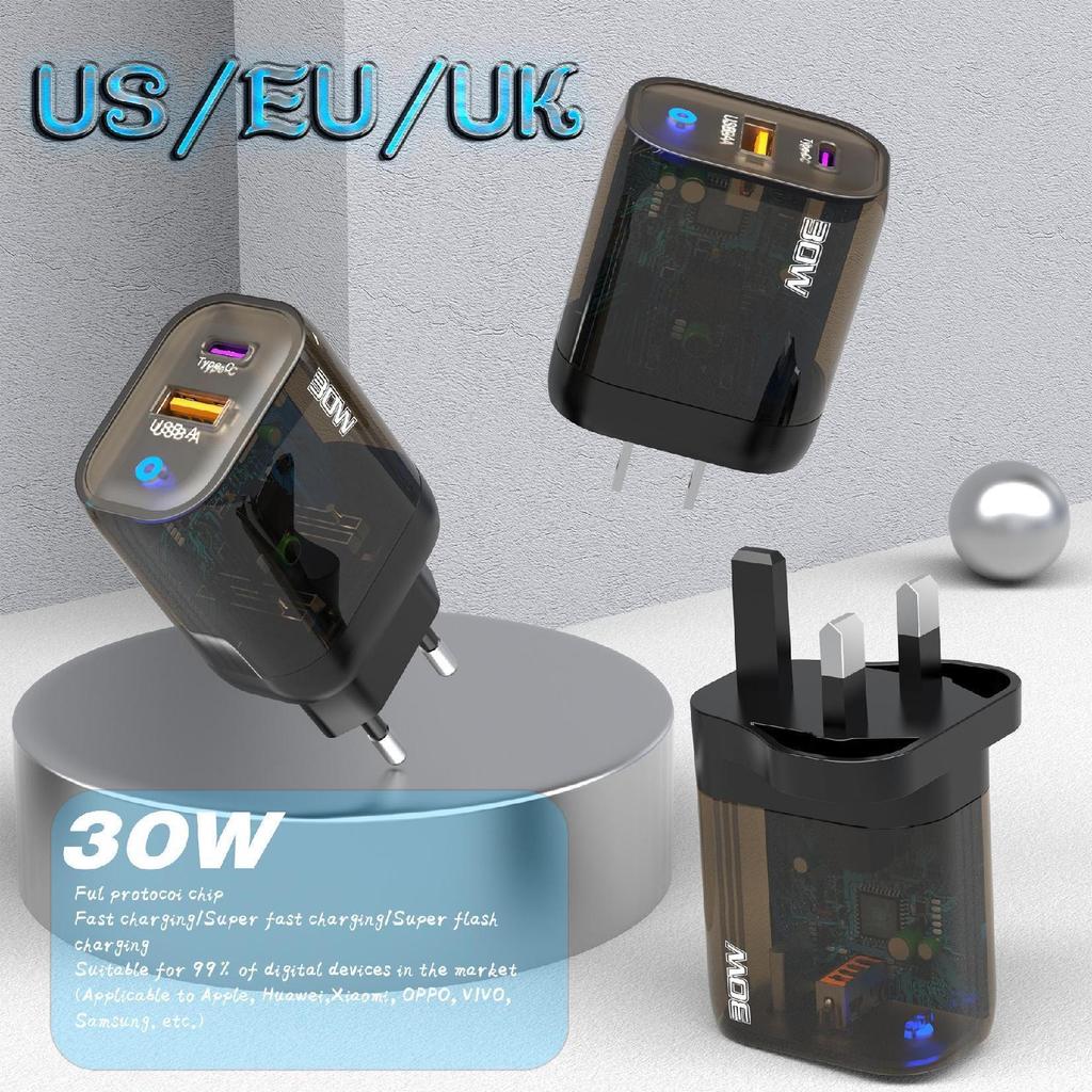 High-Power Multi-Port Universal PD Charger with US/EU Plug