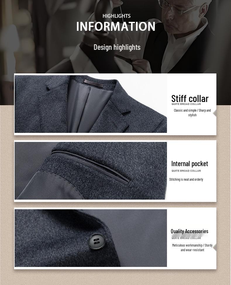 Herren Leichter Luxus Wollanzug - Schlank geschnittene Jacke für Herbst/Winter