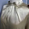 Elegante vintage skjorter med høy krage og løse lanternermer for kvinner, motetopper, ensfarget avslappet bluse, dameklær, enkel kontordameskjorte 26398