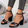 Buty Nowe letnie sandały na grubej platformie na wysokim obcasie błyszczące diamentowe francuskie sandały na wysokim obcasie z paskiem na jeden palec