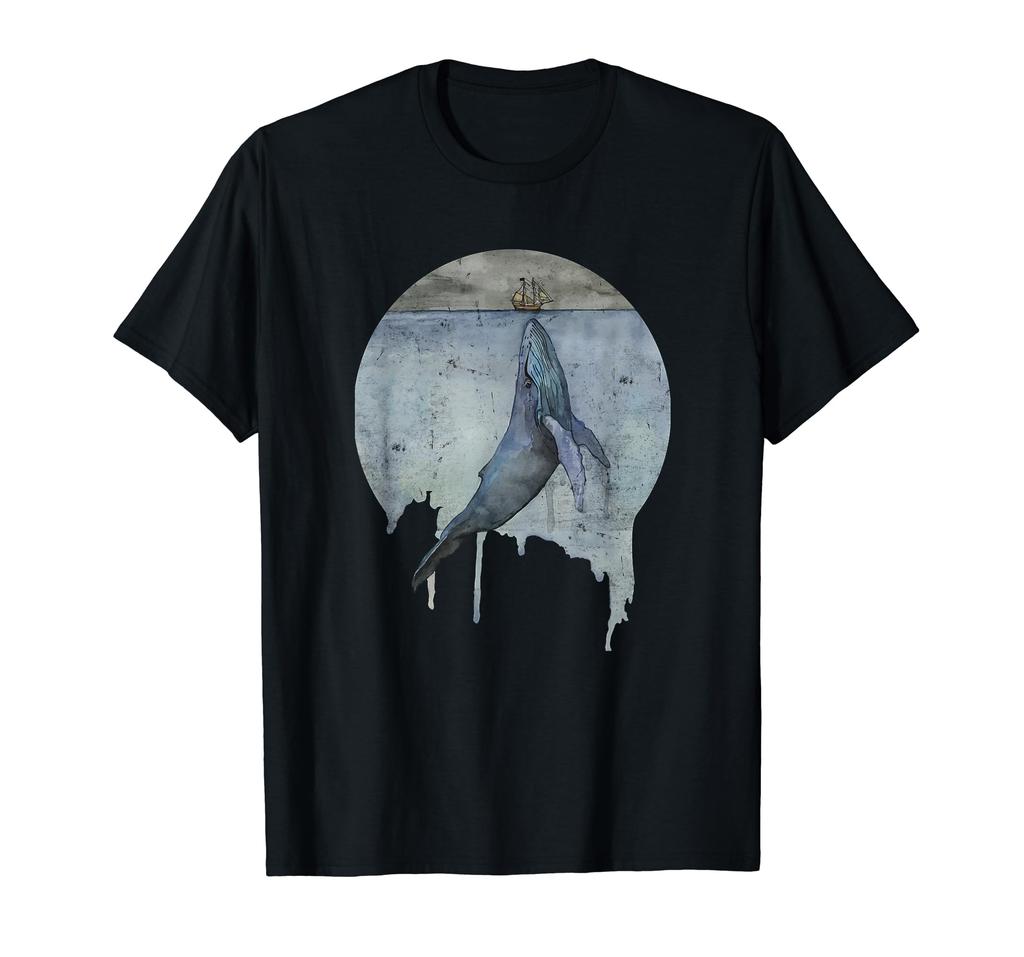 Buckelwal Schiff Ozean Antik Aquarell T-Shirt