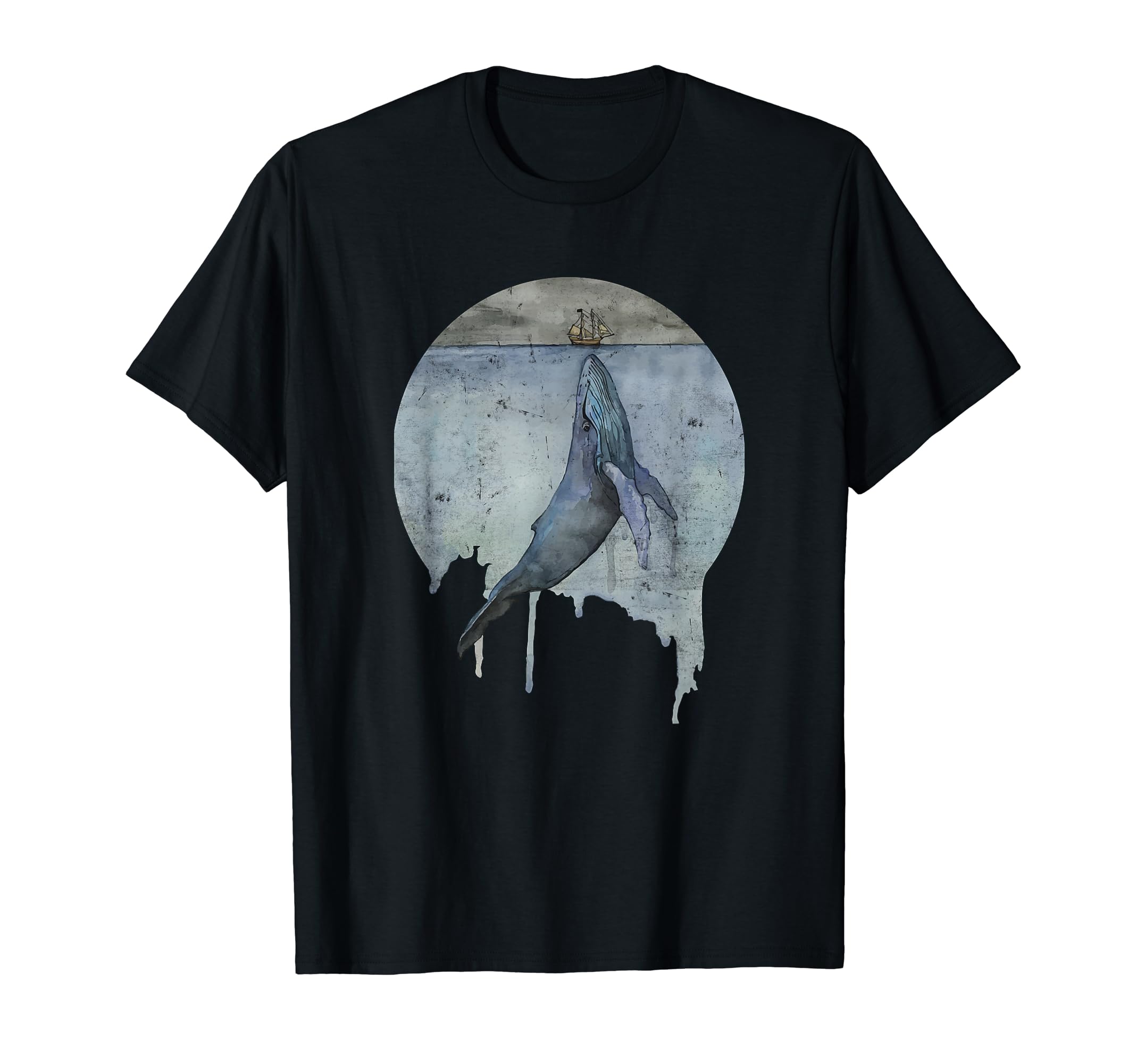 

Humpback Whale Ship Ocean Antique Watercolor T-Shirt