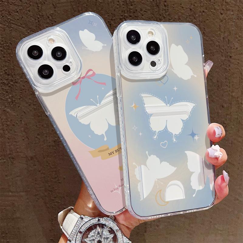 Card Slot Holder Silicone Wallet Pocket Case For Samsung A15 A36 A56 Xiaomi Redmi Note 12 13 Pro iPhone 17 16 Infinix Note 30 Cover Clear Phone Bumper