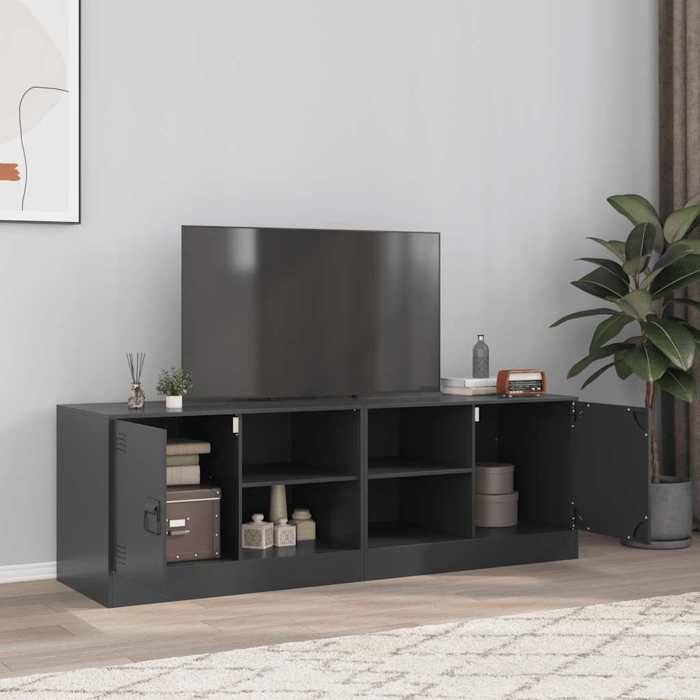 VidaXL Meubles TV 2 pcs noir 67x39x44 cm acier, banc TV, meuble télé, meuble multimédia, buffet TV, meuble hifi, centre de 841692