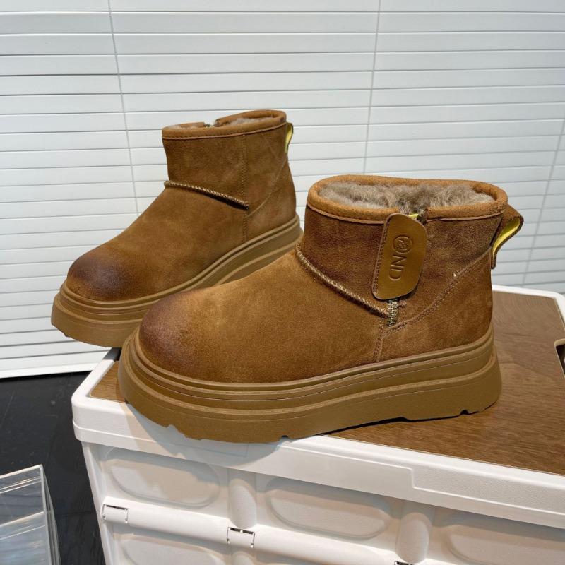 

Snow boots winter new velvet thickened cowhide warm thick-soled non-slip bread cotton shoes women s snow short boots 39