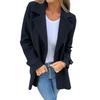 Fall Winter Women Jacket Turn-down Collar Mid Length Single-breasted Solid Color Fake Pockets