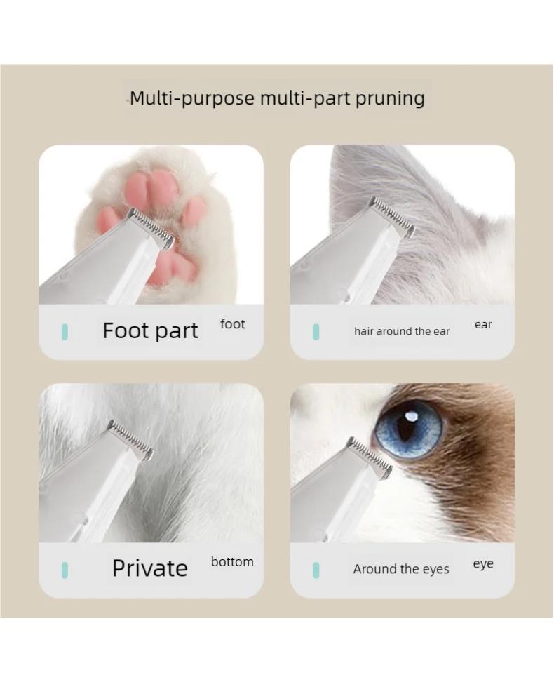 Electric Cat Pet Hair Suction Low Noise Full Set Bass Shaver with Vacuum Cleaner - Quiet Pet Grooming Tool for Cats