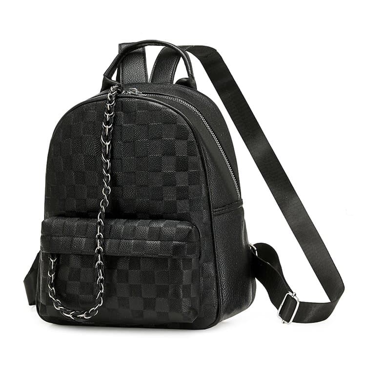 Chessboard embossed backpack large capacity women's backpack
