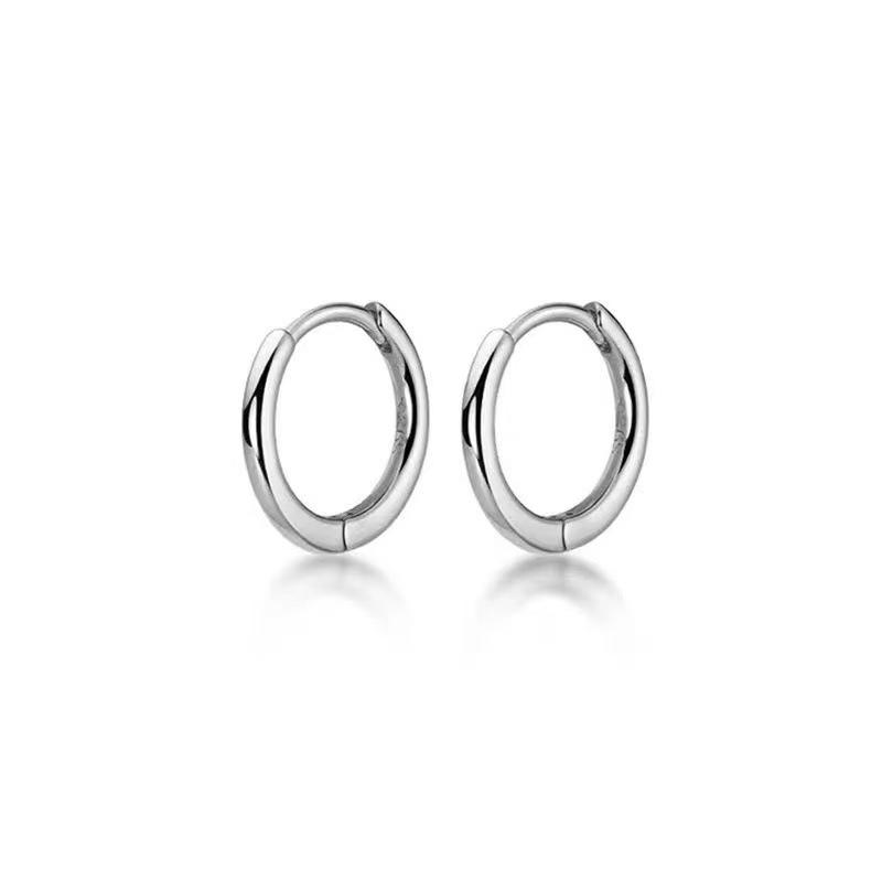 Korean Style Minimalist Hoop & Stud Earrings for Women - High-End Round Clip & Piercing Care